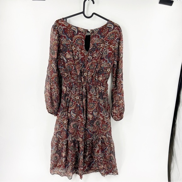 ✅ Lara Guidotti Women's Maxi Silk Blend Dress, Brown/Paisley Size LARGE - Picture 6 of 10